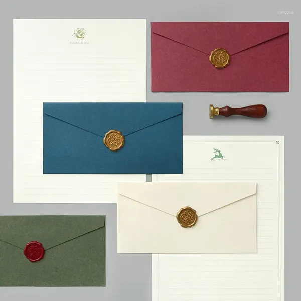 Emballage cadeau Invitations de mariage 22x11cm Cire de papier pour enveloppe Lettre Cartes de festival de voeux Bénédiction 50pcs / lot Seal Kraft