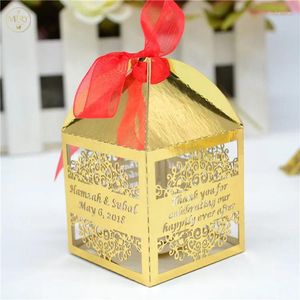 Cadeau cadeau islamique motif délicat design découpé au laser personnalisé boîte de faveur de mariage musulman pour les bonbons