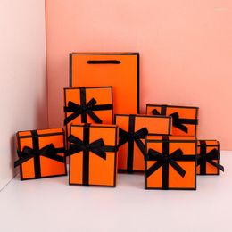 Emballage cadeau Boîte à bijoux Délicat Bow Tie Orange Style Emballage Boucles d'oreilles de mariage Collier Présentoir Stockage en gros