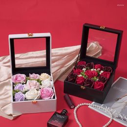 Geschenkverpackung, Schmuck, Blumenkasten, Valentinstag, konserviert, Präsentation, kreative Fenster-Clamshell-Rosenverpackung