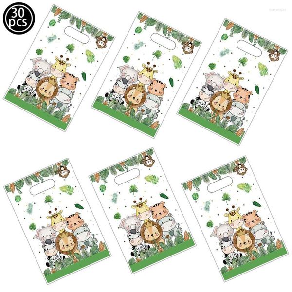 Envoltura de regalo Bolsas temáticas de animales de la selva Bolsa de dulces Baby Shower Cumpleaños Embalaje Niños Safari Fiesta Suministros Favores