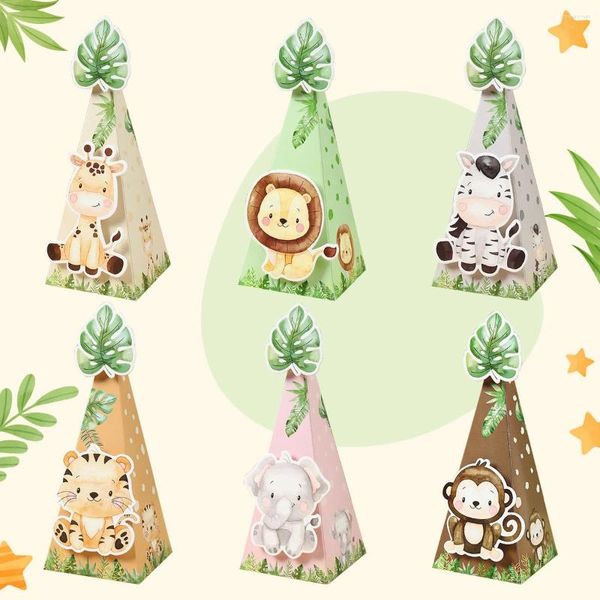 Enveloppe cadeau jungle animaux thème Boîte de bonbons joyeux anniversaire pour enfants