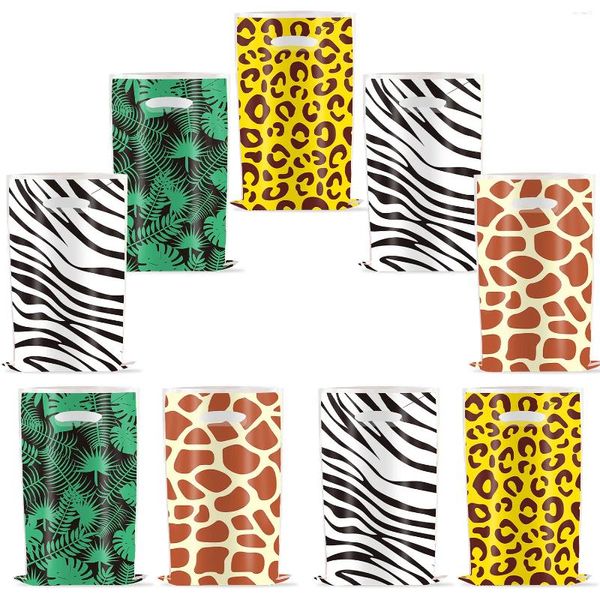 Enveloppe cadeau Jungle Forest Green Leaf Animals Paper Cartoon Lion Tiger Zebra For S Kids Bookies Pack