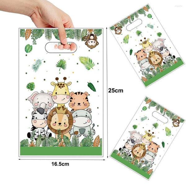 Envoltura de regalo Jungle Safari Bolsas de fiesta Lindo plástico Candy Treat Bag S para niños Cumpleaños Baby Shower Suministros