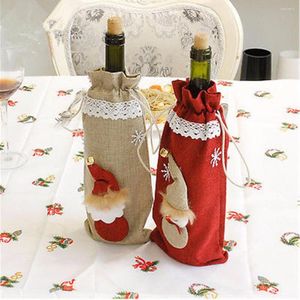 Cadeau Wrap JX-LCLYL Couverture de bouteille de vin Noël Santa Snowman Table Party Decor Ornement de Noël