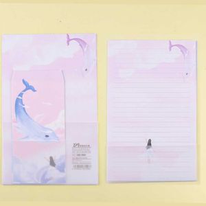 Geschenkwikkel Kawaii Dolphin Elk 3 Envelop 6 Paper Letter Creative Stationery School Office Leveringen Huwelijksuitnodiging schrijven Letterheadgift