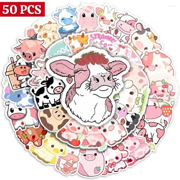 Emballage cadeau Kawaii mixte dessin animé vache autocollants animaux mignons bricolage jouets planche à roulettes ordinateur portable tasse vélo moto téléphone bagages enfants PVC étanche