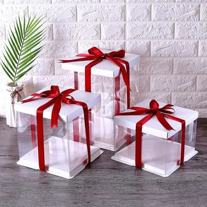 Cadeau cadeau KCCB Boîte à gâteaux noire Boîtes d'emballage de fête d'anniversaire de mariage Transparent pour Cakesclear