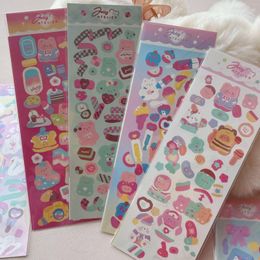 Geschenkwikkeling Koreaanse cartoonbeer lint bowknot stickers diy plakboek idoolkaart gelukkige planning briefpapier kawaii decoratieve sticker