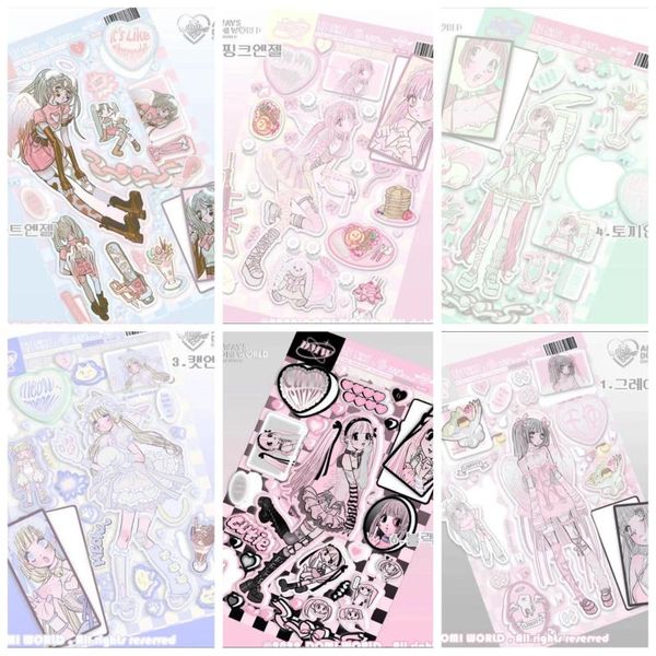 Papel de regalo coreano Ins Sweet Kawaii Girl Theme Goo Card Sticker DIY Scrapbook Funda para teléfono móvil Diario Star Chasing DecorationGift WrapGift