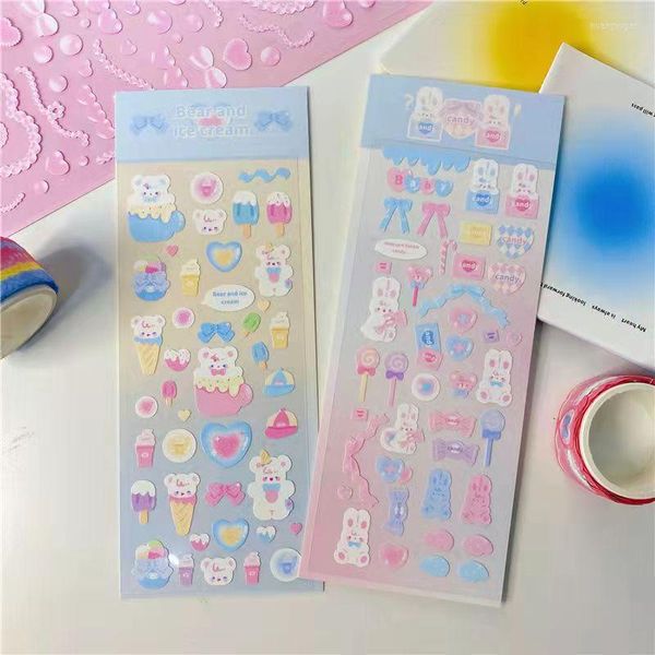 Papel de regalo coreano encantador oso helado pegatina DIY Idol tarjeta Scrapbooking Material decoración Kawaii papelería pegatinas