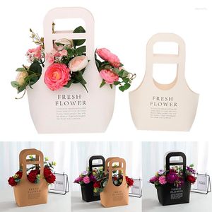 Emballage cadeau Style coréen fleur pratique Kraft papier emballage sac Portable étanche fourre-tout mariage Rose fête d'anniversaire pliant sac à main