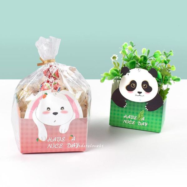 Cadeau cadeau coréen style coréen dessin animé panda carré plié biscuit emballage carton bonbons boîte de chocolat cadeau