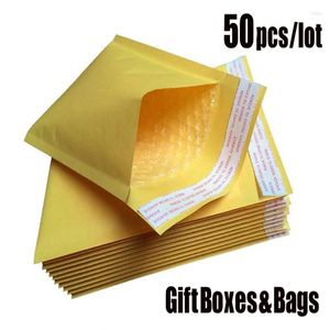 Emballage cadeau Enveloppes à bulles d'air en papier kraft Sac d'emballage Couleur jaune Mailers rembourrés Grande taille 20x2 x 19cm 50 pcs