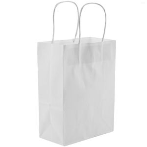 Bolsas de papel Kraft para envolver regalos, 25 uds., 5,9X3,14X8,2 pulgadas, pequeñas, blancas, con asas, fiesta de compras