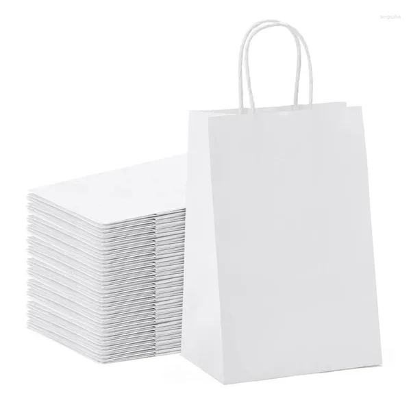 Enveloppe-cadeau Sacs en papier kraft 25pcs 5.9x3.14x8,2 pouces petits blancs avec des poignées