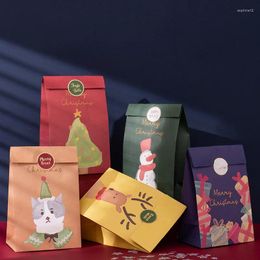 Enveloppe cadeau sacs de papier kraft 6pcs / lot Noël stand up enfant fête anniversaire aliment sceau d'emballage de friandises