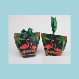 Emballage Cadeau Sacs En Papier Kraft Événement Flamingo Hawaii Cadeaux De Fête Emballage Bonbons Faveurs Boîtes Poule Nuit Table Décoration Rose Gr Dhhly