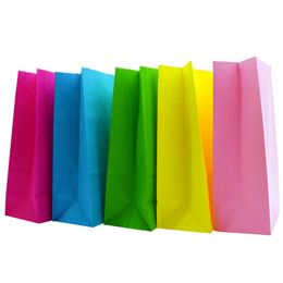 Emballage cadeau Sacs en papier kraft Couleur unie Fête de mariage Favour Treat Candy Buffet Sac / Enveloppe 9 6 18cmGift