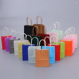 Enveloppe-cadeau sacs en papier kraft avec poignées 10/20/30 / 50pcs shopping transporter artisanat brun blanc sac bricolage