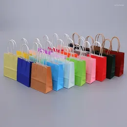 Enveloppe-cadeau sacs en papier kraft avec poignées 10/20/30/50 / 100pcs shopping transporter artisanat Brown White Bag Party Supplies