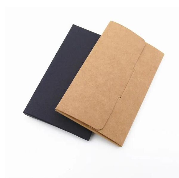 Emballage cadeau papier Kraft noir carte de membre boîtes d'emballage cartes de visite boîte-couvercle de carte boîte aux lettres ouverte 10.5x6.5x1cm