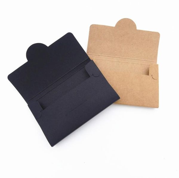 Papel de regalo Papel Kraft Negro Tarjeta de membresía Cajas de embalaje Tarjetas de visita Caja-Cubierta de tarjeta Caja de carta abierta 10.5x6.5x1cm SN371