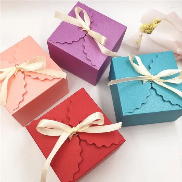 Envoltura de regalo Caja de papel Kraft Caramelo Merienda Pastel Galletas de chocolate Cajas de embalaje Boda Cumpleaños Navidad Pascua Favor Presente