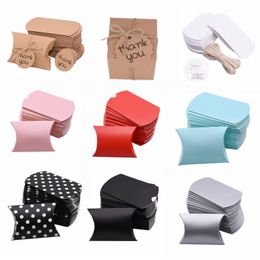 Geschenkwikkeling Kraft Paper Box Dank u Candy Boxes Mini Pillow Shape Wedding Gunsten voor Thanksgiving Birthday Eater Party SuppliesGift