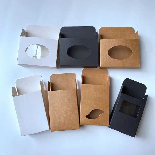 Boîte en papier kraft cadeau avec fenêtre Fenêtre Fabriquée à la main Packaging Cardboard utilisé pour le tiroir cadeau en gros personnalisé de 50 piècesq240511