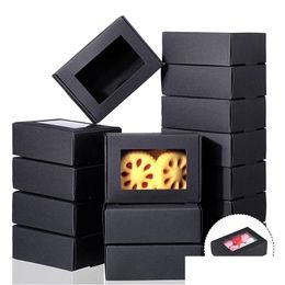Geschenkwikkeling Kraft Paper Box met raamzeepboxen Huidige verpakking voor voorkeur snoep sieraden Display LX4520 Drop Delivery Home Garden DHHFS