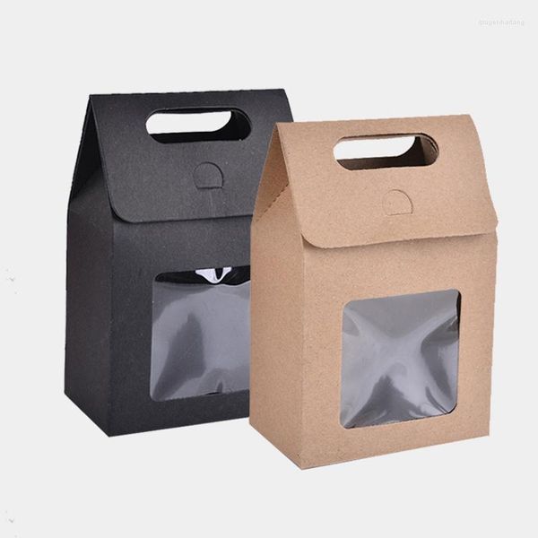 Papel de regalo Papel Kraft Caja de dulces Bolsas de embalaje Cajas de embalaje de ventana de PVC transparente Regalos para niños Favores de boda Suministros de fiesta de cumpleaños