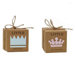 Geschenkwikkeling Kraft Paper Candy Boxes met Twine Bow Set van 50 Baby Shower Packaging Box voor gasten verjaardagsfeestje jongen meisje