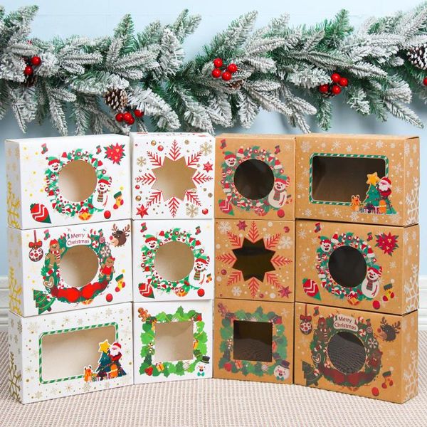 Emballage cadeau papier Kraft boîte de noël sacs d'emballage bonbons Cookie Navidad 2023 joyeuses décorations pour les cadeaux de l'année à la maison
