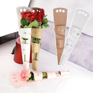 Emballage cadeau boîte de fleurs en papier Kraft avec poignée Rose fleuriste emballage sac en carton de fête de mariage emballage de fleurs