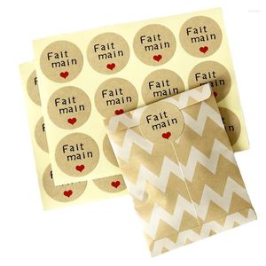 Papel Kraft para regalo, pegatina de agradecimiento francés, etiquetas principales de Fait, etiqueta de fiesta de cumpleaños, etiqueta de sellado hecha a mano, papelería para álbumes de recortes
