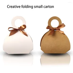 Geschenkwikkeling Kraft Paper geschenken dozen met lint ronde handgreep snoeptas vakantiegungers