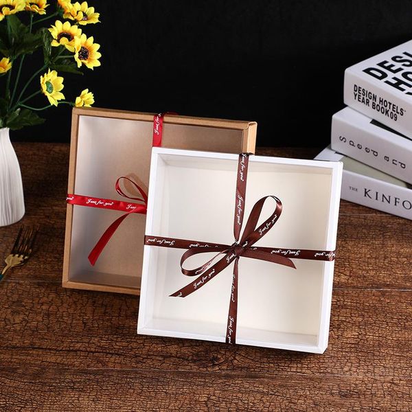 Caja de embalaje de papel Kraft para envolver regalos con ventana transparente, cajas para pasteles y dulces, recuerdo de galletas para fiesta de boda, regalos, decoración para fiesta de bienvenida de bebé, 20 piezas