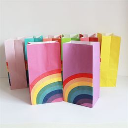 Geschenkwikkeling Kraft Paper Rainbow Food Bags Behandel kinderen Verjaardag Cookie Bag Rainbow Bag Kerstfeestjes 40 stks/Lot 220913