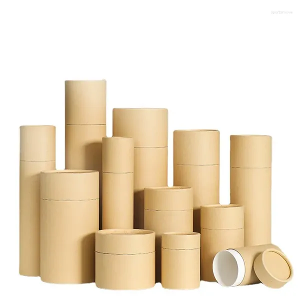 Envoltura de regalo Tubo de papel Kraft Eco Friendly Té Sellado Almacenamiento Snack Caja de dulces Cajas de embalaje redondas