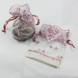 Geschenkwikkel kant -borduurwerk met bloem elegante tasstring tas snoeptassen bruiloft en feest pesonaliteit gunst opslag