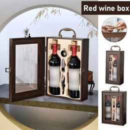 Cadeauverpakking Gelakte houten kist Rode wijnverpakking Algemene hoogwaardige tas Enkel en dubbel voor vriendenfeesten 231212