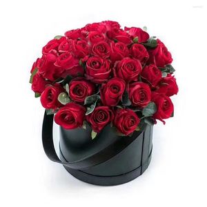 Cadeau cadeau dames cadeaux boîte fleur emballage magasin ménage rond en cuir fleurs de mariage stockage