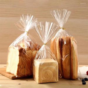 Enveloppe-cadeau Grands sacs à pain avec liens 100pcs en vrac transparent pour emballage de puits de boulangerie en plastique fait maison