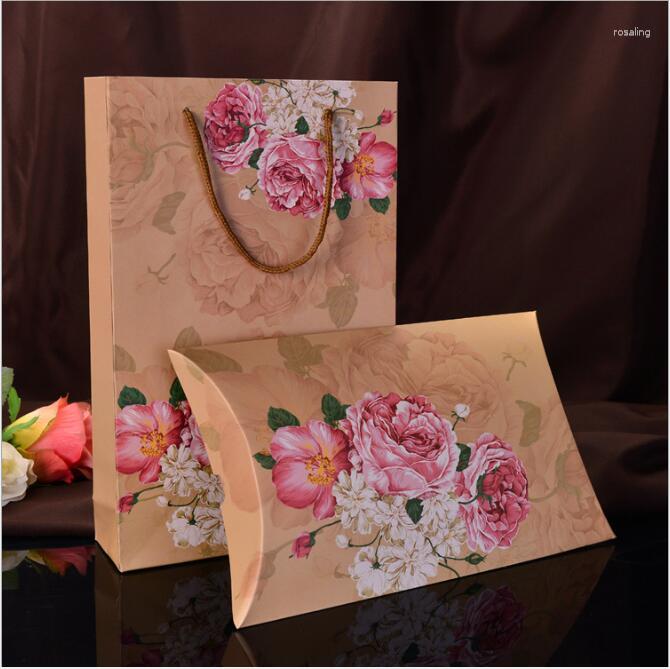 Cajas grandes de la almohada de la caja de la flor del papel de regalo para la boda de empaquetado de la forma de la bufanda