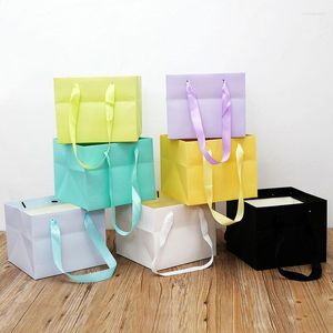 Emballage cadeau grands sacs en papier pour 6/8/10/12 pouces boîte à gâteaux emballage anniversaire maison sac coloré avec poignée