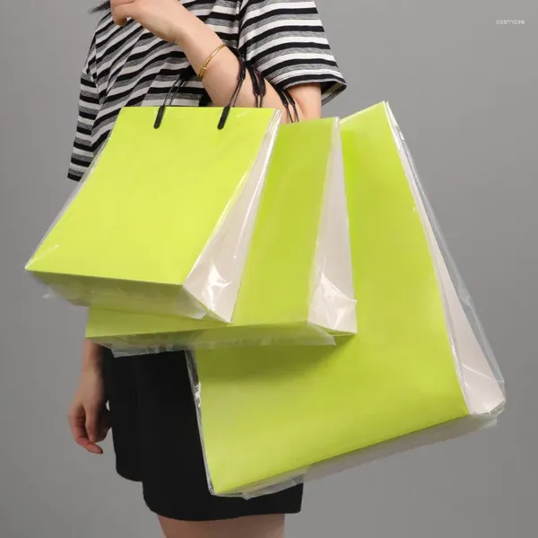 Emballage cadeau Grands sacs en plastique Sac d'emballage transparent latéral avec poignée Emballage de vêtements Shopping Business