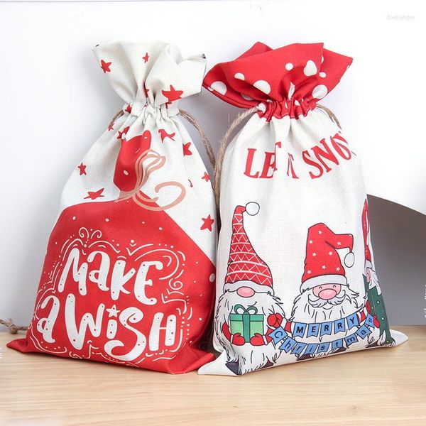 Emballage cadeau grand sac de père noël présente sac arbre de noël bonbons sacs vin bas bouteille cordon décoration de noël