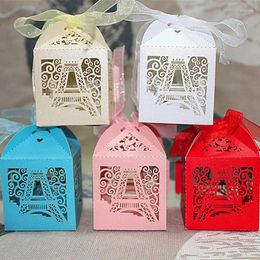 Cadeau Wrap Laser Cut Tour Candy Box Chocolats Sacs d'emballage Cadeaux pour les invités Mariage Mariage Anniversaire Baby Shower Eid Mubarak Fournitures