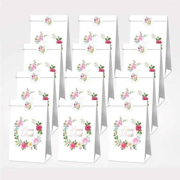 Cadeau cadeau LB084 12pcs Sweet Rose Mariage Mariée à être Fête d'anniversaire Candy Cookies Pack Sacs en papier Kraft Team S